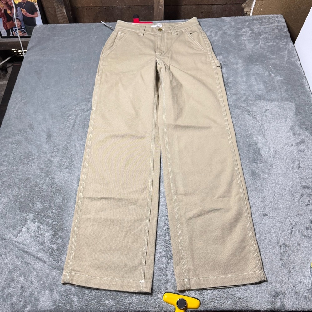 TNA Carpenter Pants‎ Womens Size 0 Beige Casual Flat Front Straight Leg Outdoor